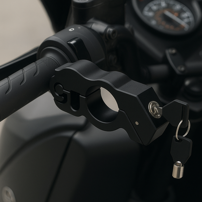 👉 “Seguro de Freno para Moto – Negro en Acero Inoxidable”