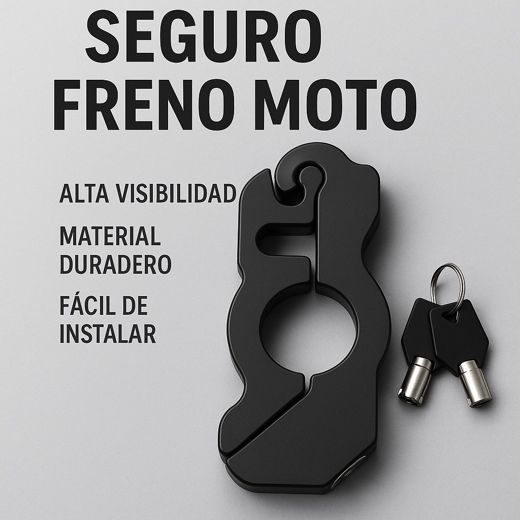 👉 “Seguro de Freno para Moto – Negro en Acero Inoxidable”
