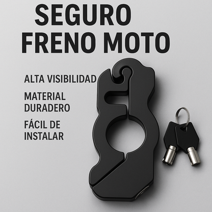 👉 “Seguro de Freno para Moto – Negro en Acero Inoxidable”
