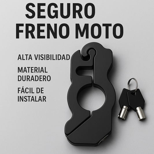 👉 “Seguro de Freno para Moto – Negro en Acero Inoxidable”