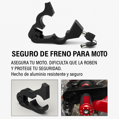 👉 “Seguro de Freno para Moto – Negro en Acero Inoxidable”